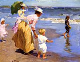 Edward Potthast Canvas Paintings - At the Beach
